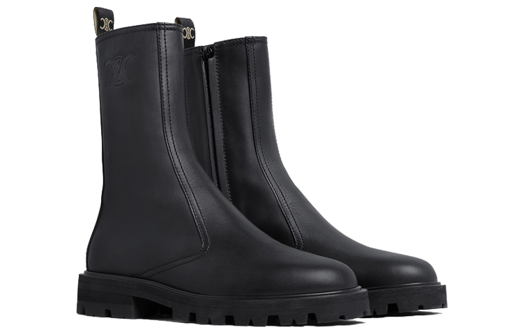 (W) CELINE Zip Leather Boots 'Black' 圖 3