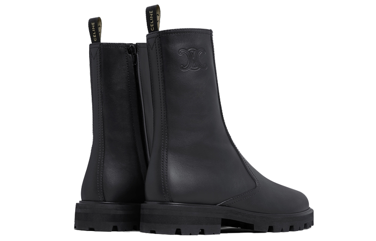 (W) CELINE Zip Leather Boots 'Black' 圖 4