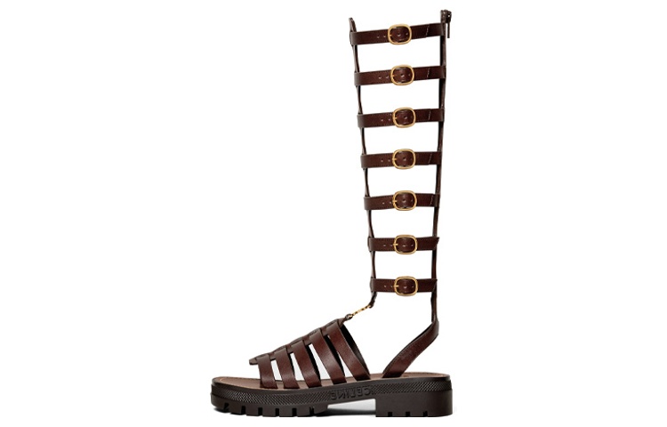 (W) CELINE Zip Minimalist Fashion Slide 'Deep Brown'