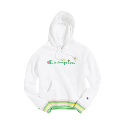 (Women) Champion Embroidered Rhinestone Casual Fleece Hoodie - 51532737
