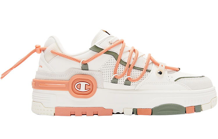 Order Champion基本款 Bumper V1 音樂耳機鞋 休閒厚底復古 低筒 帆布鞋 女款 白橘色