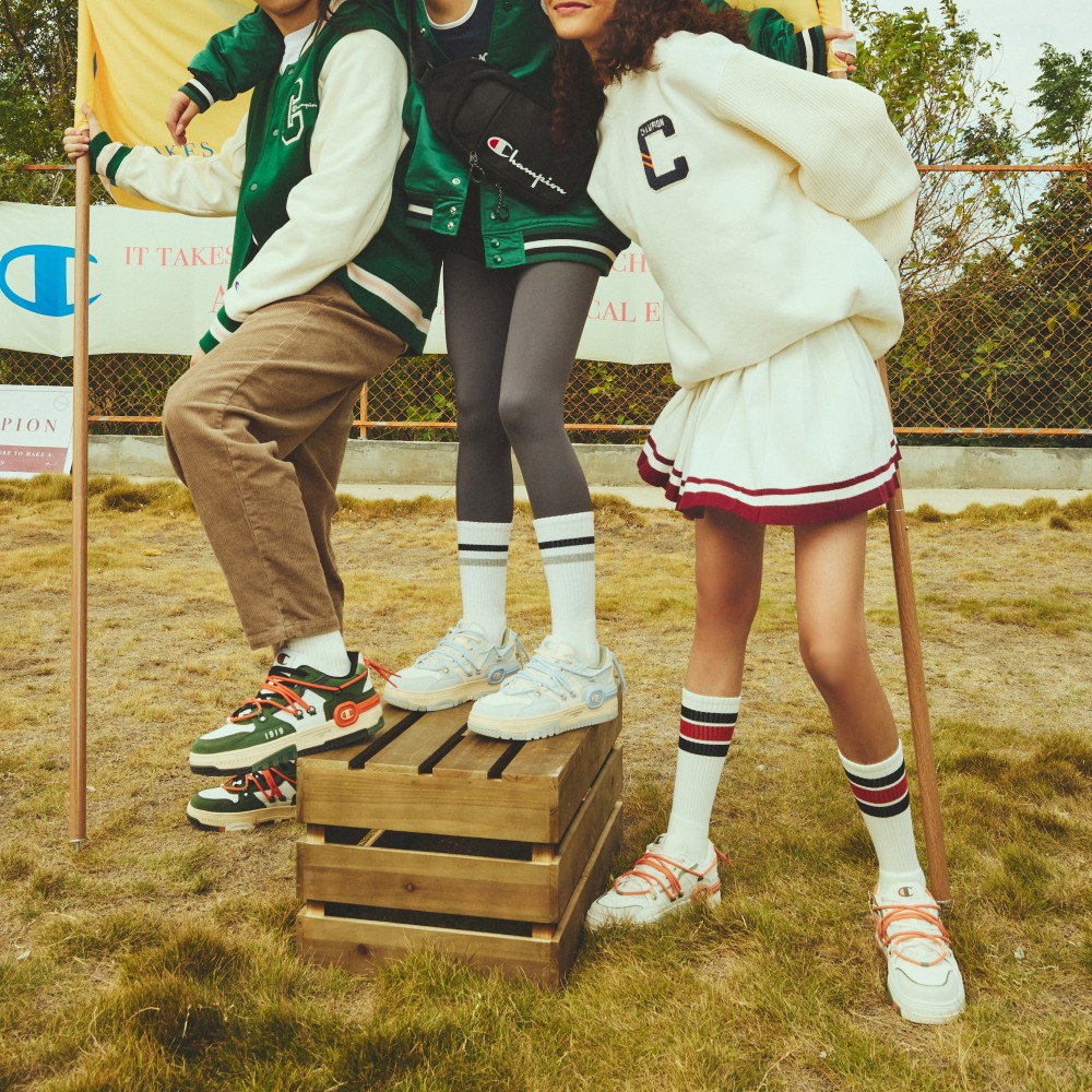 Cheap Champion基本款 Bumper V1 音樂耳機鞋 休閒厚底復古 低筒 帆布鞋 女款 白橘色