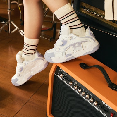 (Women) Champion Essentials Low 'Logo Playful Magic Tape Grey Purple' U3CFCTW16R2 2