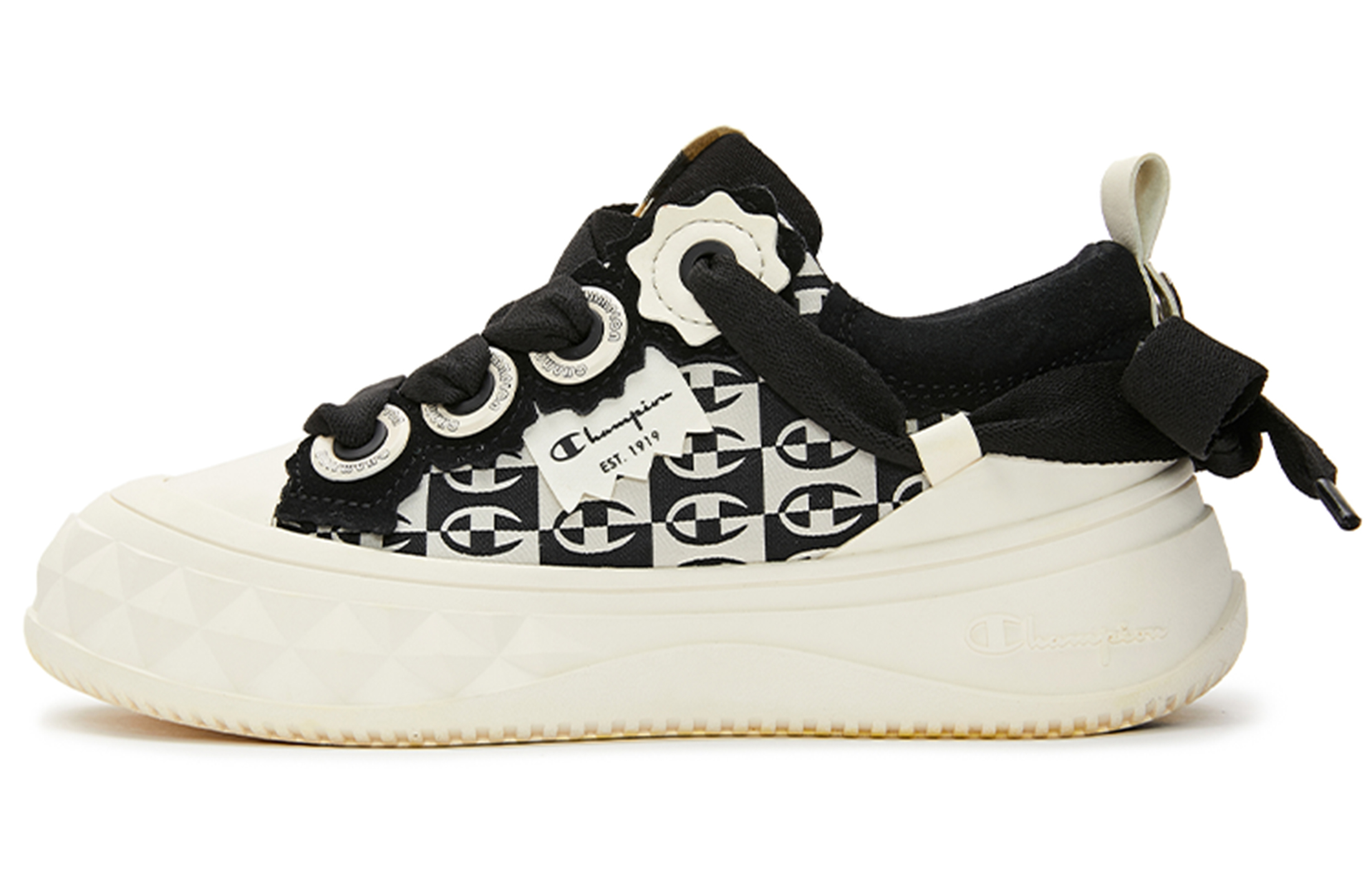 (Women) Champion Essentials Low 'Pineapple Thick Sole Black White' U3BFCKW06U3