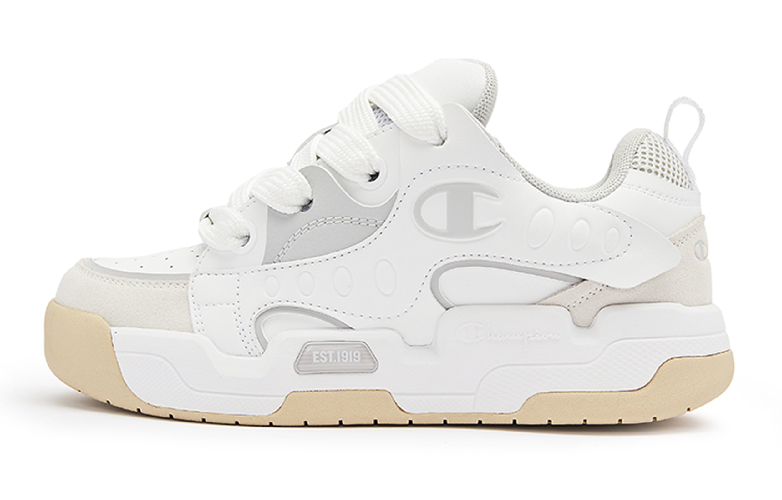 (Women) Champion Essentials Low Top White Grey 'Colorblock Platform' U3DFCTW06A4