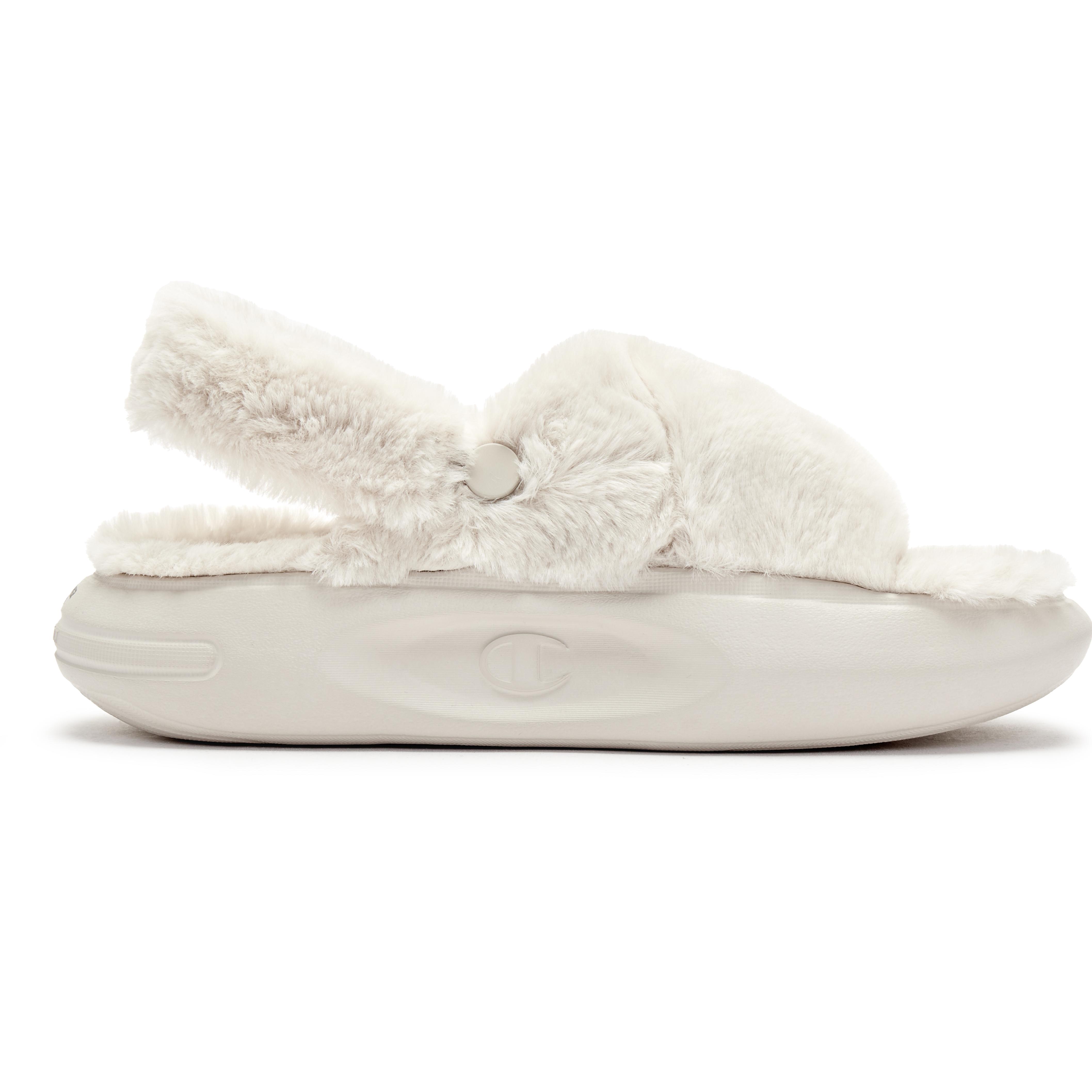 Order (Women) Champion Essentials Slides 'Fuzzy Comfort White Grey' U3DFCSW02A4