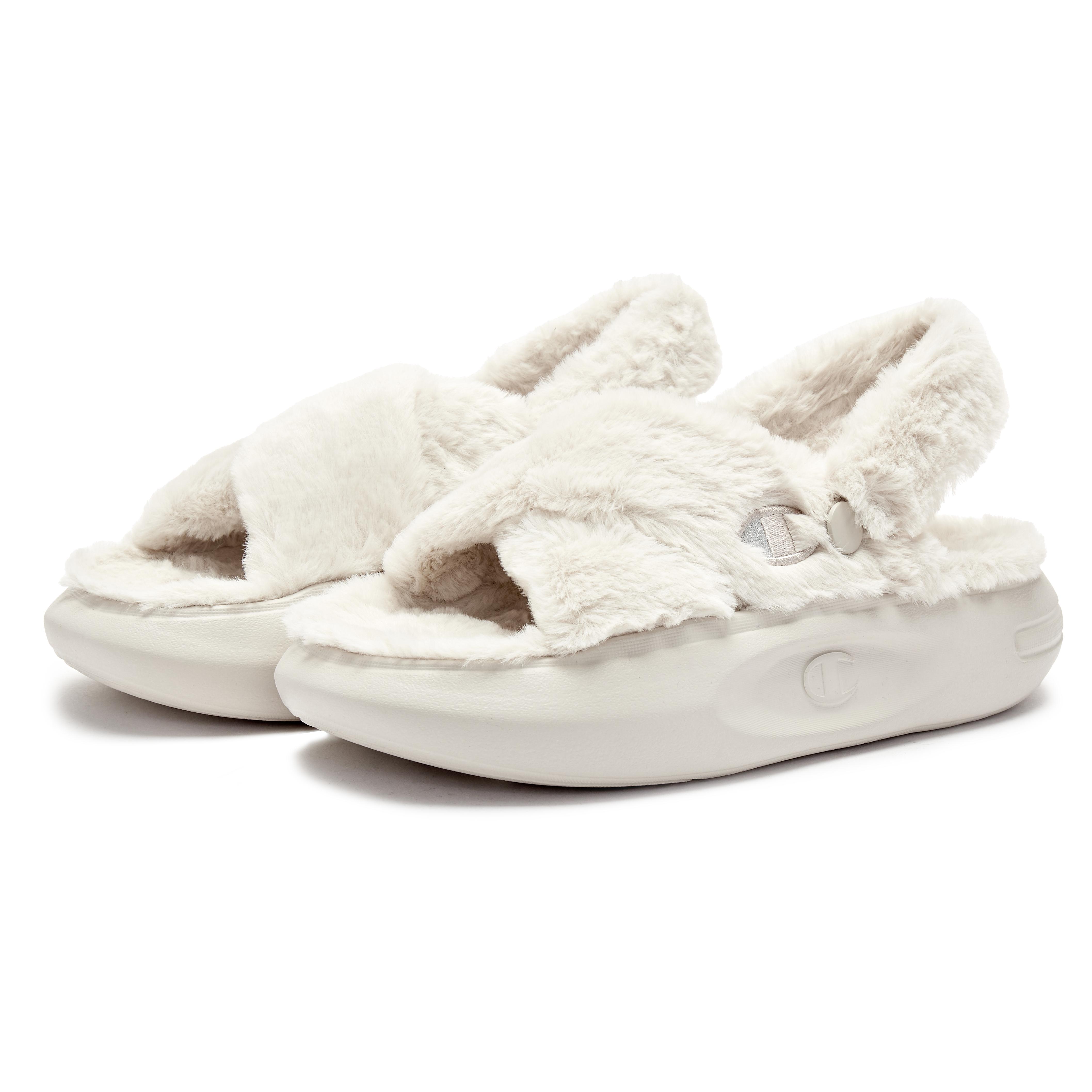 Lookbook (Women) Champion Essentials Slides 'Fuzzy Comfort White Grey' U3DFCSW02A4