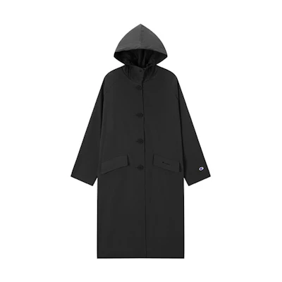 (Women) Champion FW22 Black Edition Long Sports Jacket with Logo Print Japan Edition. CW-W610