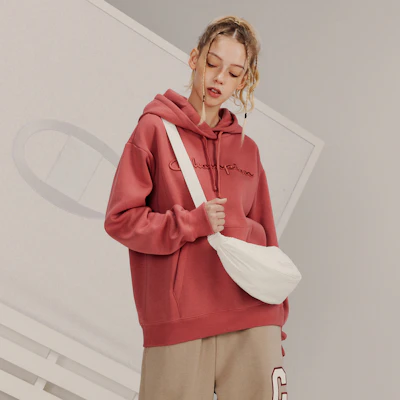 (Women) Champion FW23 Rochester Casual Solid Color Hoodie with Script Logo - European Fit EW-YSW06 3