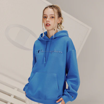 (Women) Champion FW23 Rochester Casual Solid Color Hoodie with Script Logo - European Fit EW-YSW06 Details for (Women) Champion FW23 Rochester Casual Solid Color Hoodie with Script Logo - European Fit EW-YSW06