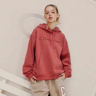(Women) Champion FW23 Rochester Casual Solid Color Hoodie with Script Logo - European Fit EW-YSW06 1