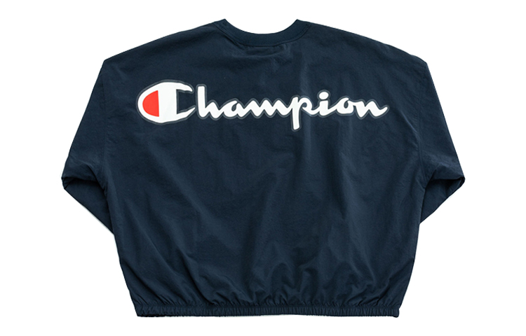 (Women) Champion Script Logo Pullover Crewneck Sweatshirt Navy EW-RSW08-C370