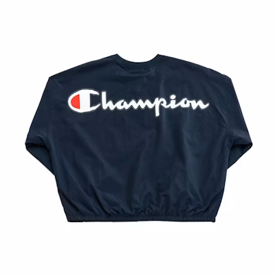 (Women) Champion Script Logo Pullover Crewneck Sweatshirt Navy EW-RSW08-C370