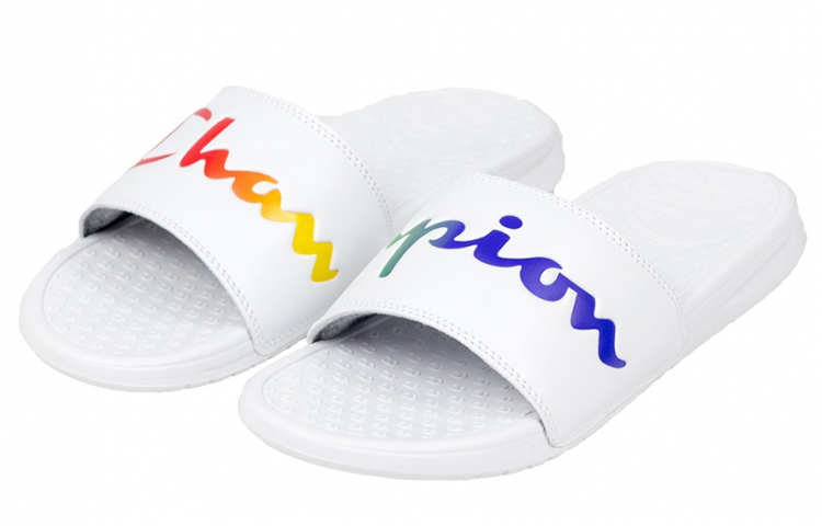 Lookbook (Women) Champion Script Logo Split Slide 'White Multi' CM100384W