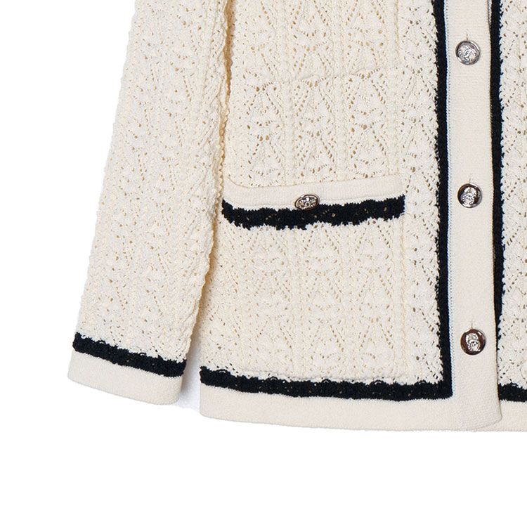 Shop (W) CHANEL Jaket Rajut Lengan Panjang Kancing Beige Wanita Musim Semi Panas 2024. P76869-K11069-NV821