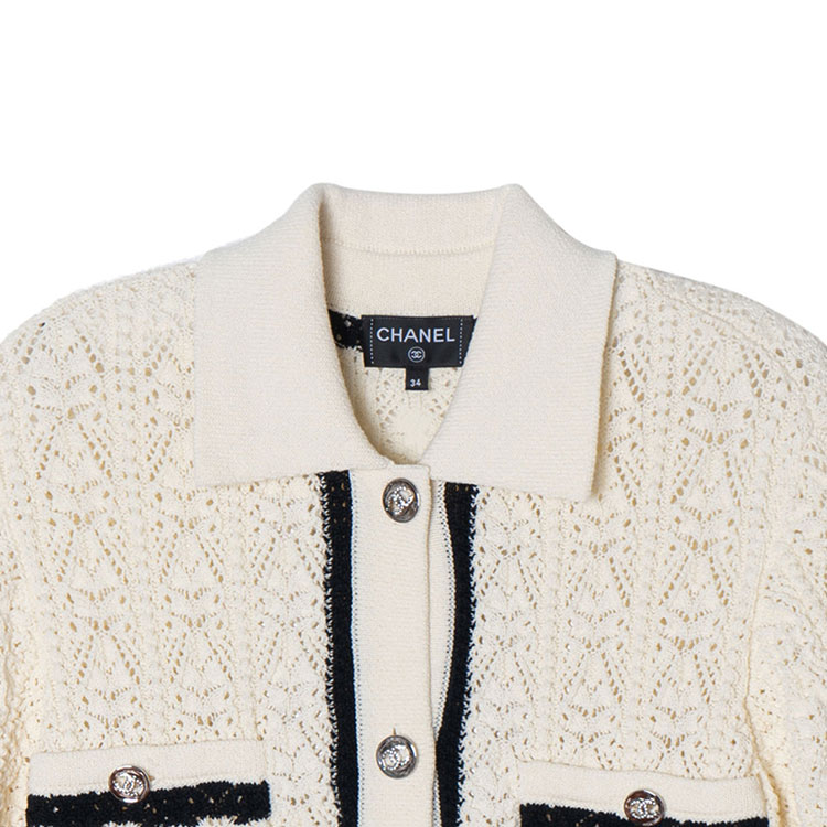 Purchase (W) CHANEL Jaket Rajut Lengan Panjang Kancing Beige Wanita Musim Semi Panas 2024. P76869-K11069-NV821