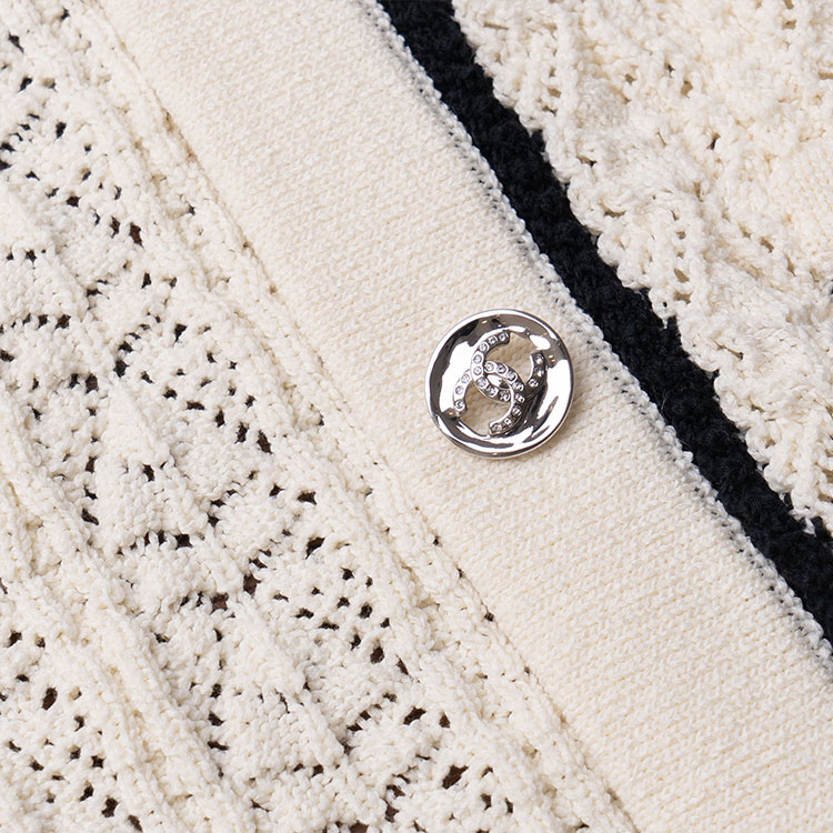 Sizing (W) CHANEL Jaket Rajut Lengan Panjang Kancing Beige Wanita Musim Semi Panas 2024. P76869-K11069-NV821