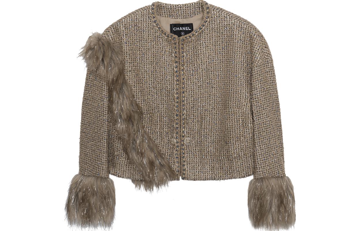 (Women) CHANEL 21A  Gold Contrast Knit Long Sleeve Sweater P71081-V62249-NC626