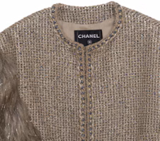 Cheap (Women) CHANEL 21A Gold Contrast Knit Long Sleeve Sweater P71081-V62249-NC626