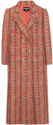 (Women) CHANEL 21A Fall/Winter Orange Plaid Double-Breasted Long Sleeve Coat Women. P71149-V47015-NC627 Order (Women) CHANEL 21A Fall/Winter Orange Plaid Double-Breasted Long Sleeve Coat Women. P71149-V47015-NC627