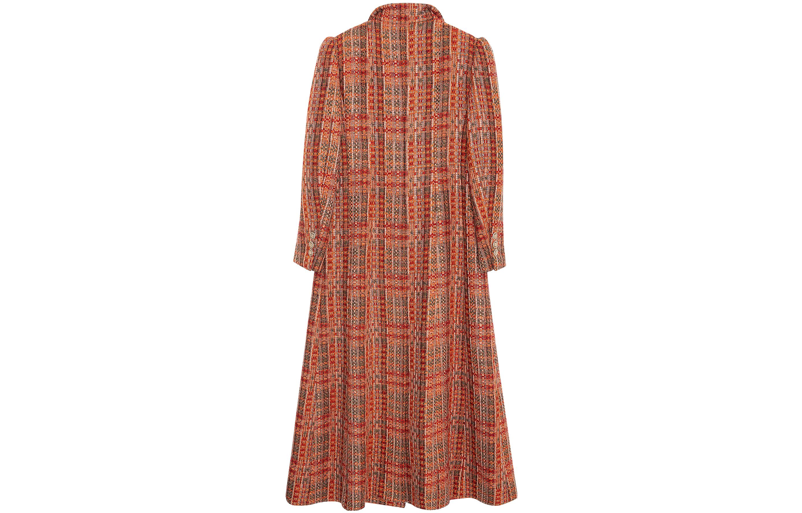 Lookbook (W) CHANEL 21A Musim Gugur/Musim Dingin Orange Plaid Coat Wanita Lengan Panjang. P71149-V47015-NC627