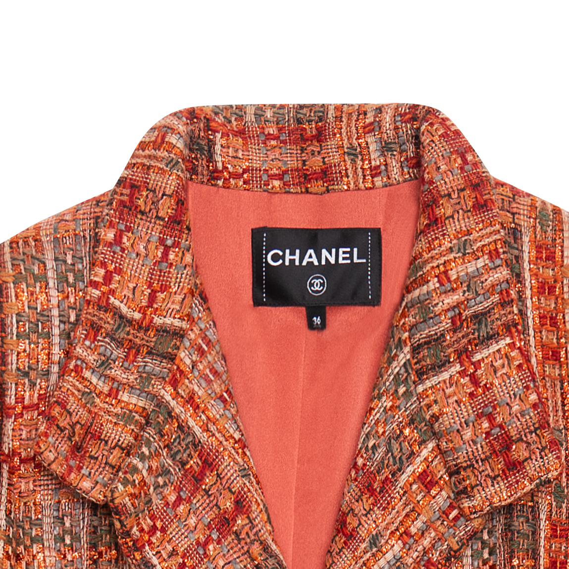 Purchase (W) CHANEL 21A Musim Gugur/Musim Dingin Orange Plaid Coat Wanita Lengan Panjang. P71149-V47015-NC627