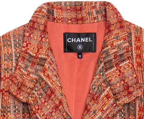 (Women) CHANEL 21A Fall/Winter Orange Plaid Double-Breasted Long Sleeve Coat Women. P71149-V47015-NC627 Purchase (Women) CHANEL 21A Fall/Winter Orange Plaid Double-Breasted Long Sleeve Coat Women. P71149-V47015-NC627