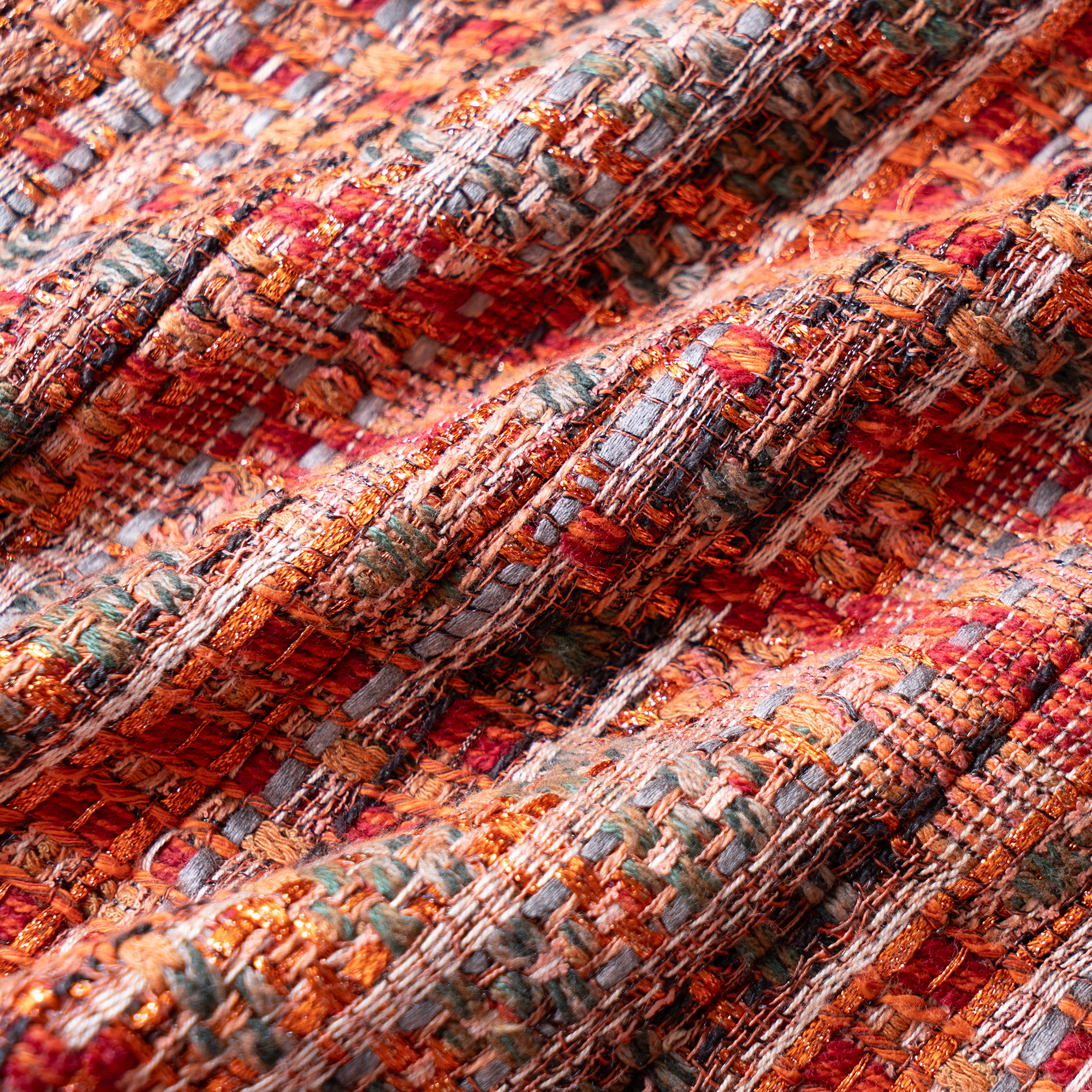 Details for (W) CHANEL 21A Musim Gugur/Musim Dingin Orange Plaid Coat Wanita Lengan Panjang. P71149-V47015-NC627