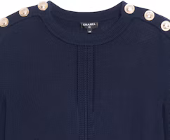 Shop (Women) CHANEL 21C Blue Solid Color Casual Crewneck Long Sleeve Sweater P70314-K10008-AW003
