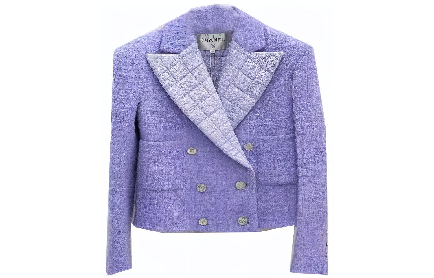 (Women) CHANEL 21K  Purple Double-Breasted Jacket Coat. P71766-V63175-NF336