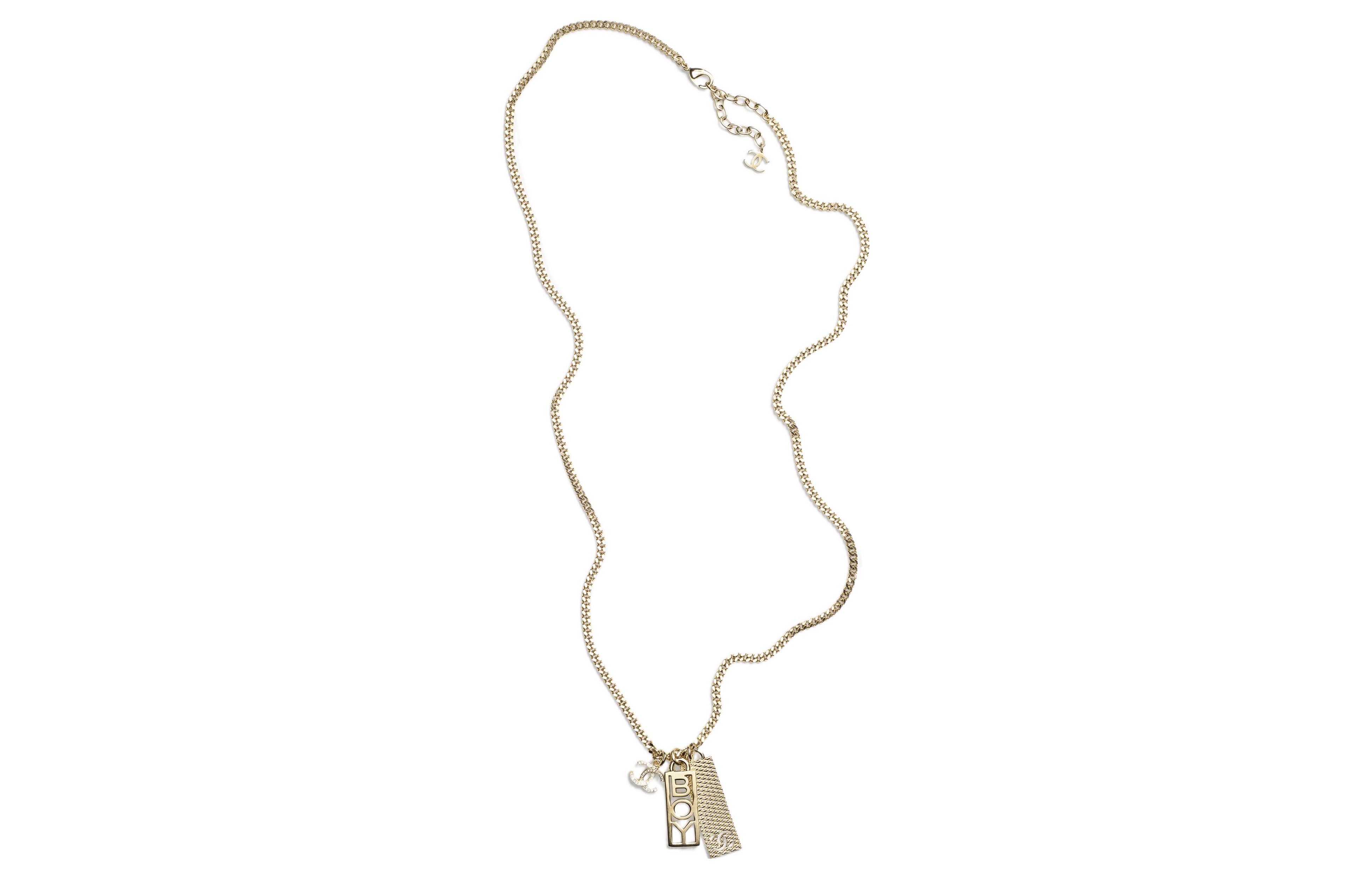 (Women) CHANEL 22C Gold Boy Long Pendant Double C Rhinestone Necklace (). 22PAB7909B07828NH337