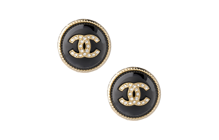 (Women) CHANEL 22C Spring Classic Double C Resin Rhinestone Metal Earrings Black AB7775-B07472-NG629 圖 2