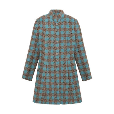 (Women) CHANEL 22K Tweed Plaid Single-Breasted Mid-Length Coat for Women Multicolor P73646-V65263-NK487
