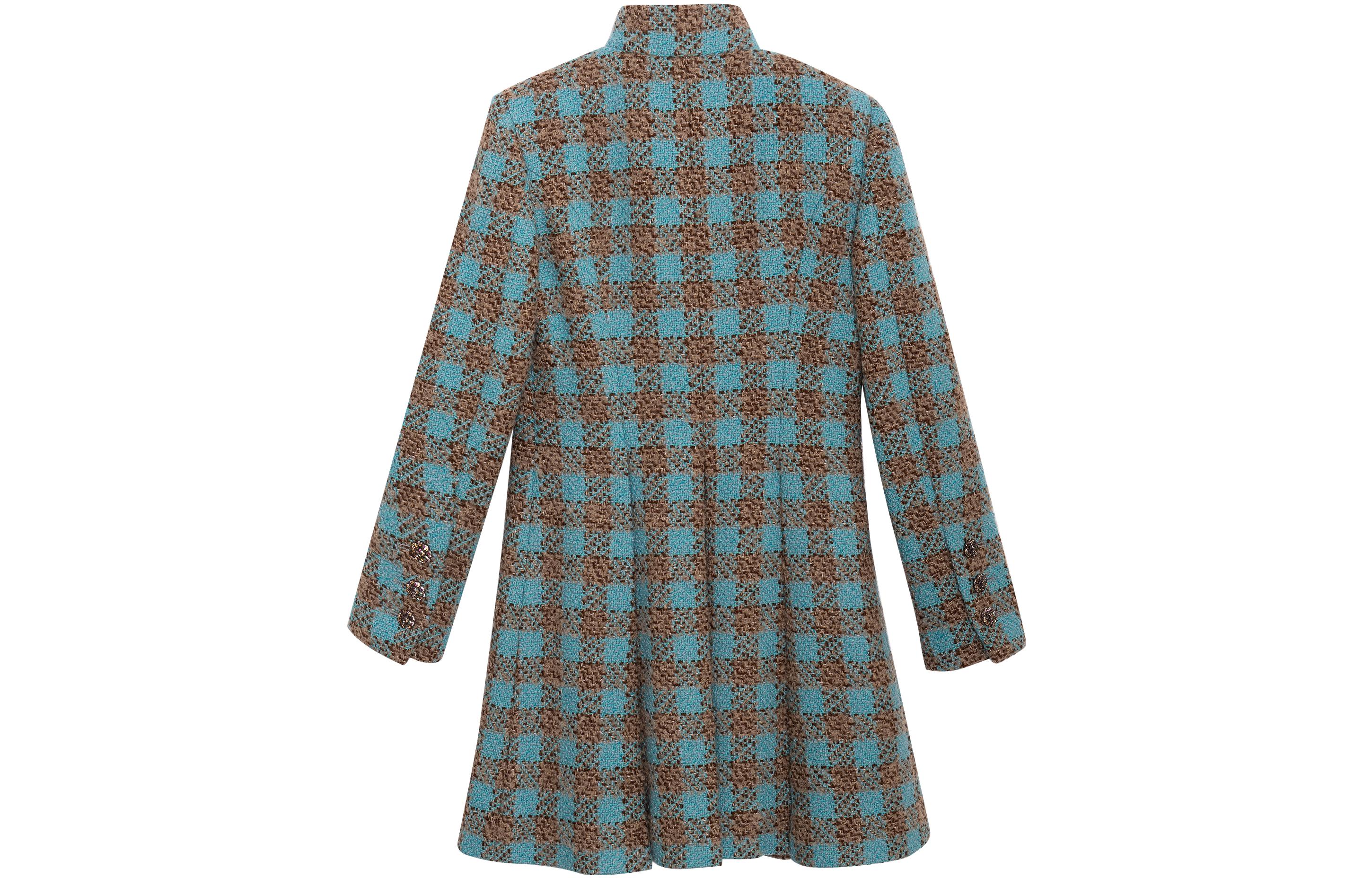 Lookbook (W) CHANEL 22K Tweed Plaid Jaket Wanita Single-Breasted Mid-Length Multicolor P73646-V65263-NK487