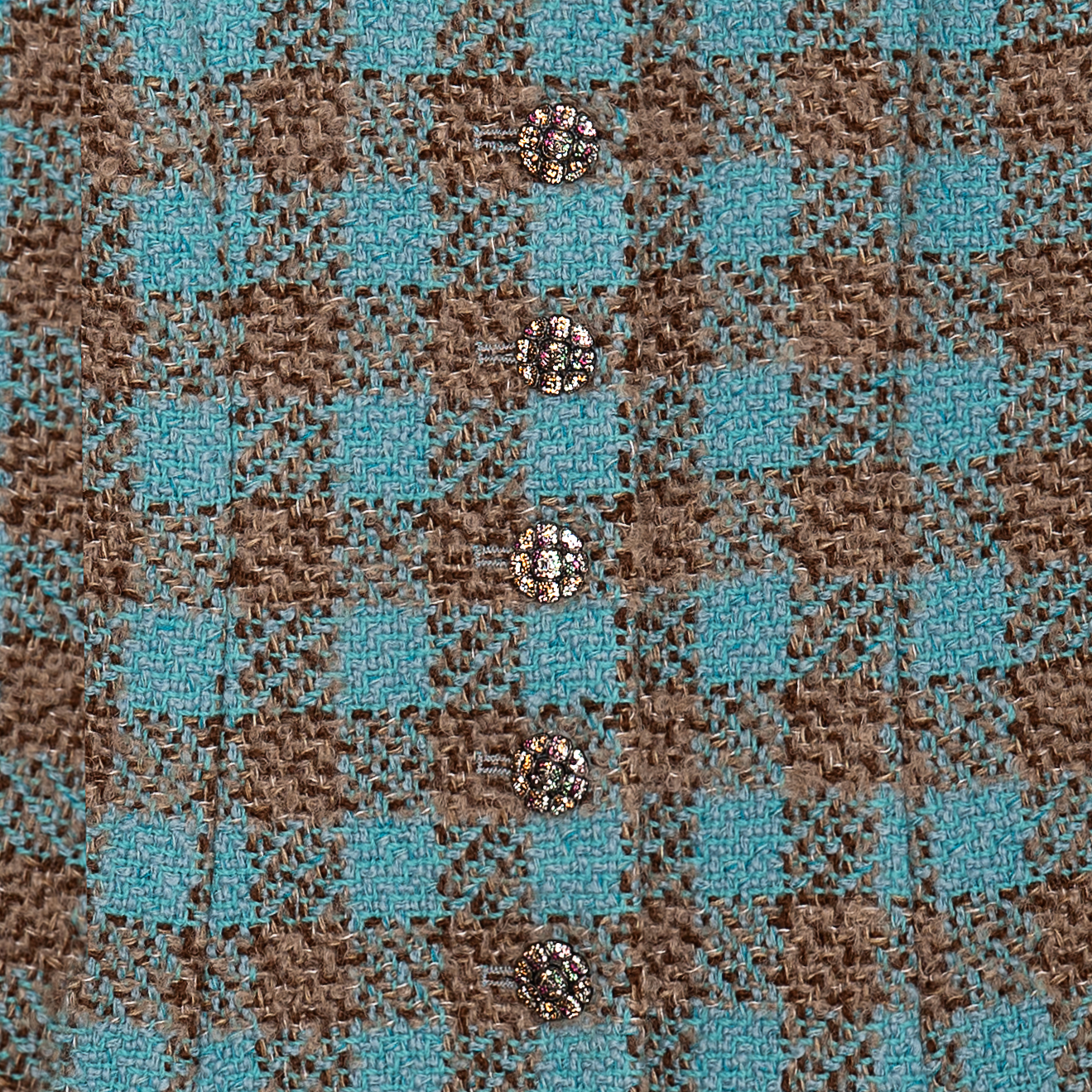 Purchase (W) CHANEL 22K Tweed Plaid Jaket Wanita Single-Breasted Mid-Length Multicolor P73646-V65263-NK487