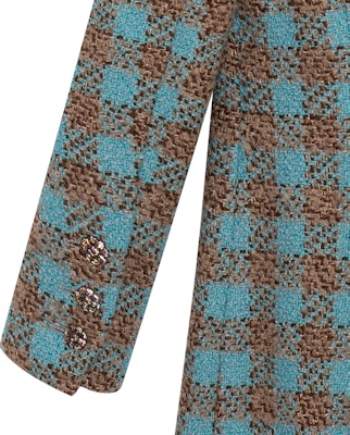 (Women) CHANEL 22K Tweed Plaid Single-Breasted Mid-Length Coat for Women Multicolor P73646-V65263-NK487 Details for (Women) CHANEL 22K Tweed Plaid Single-Breasted Mid-Length Coat for Women Multicolor P73646-V65263-NK487