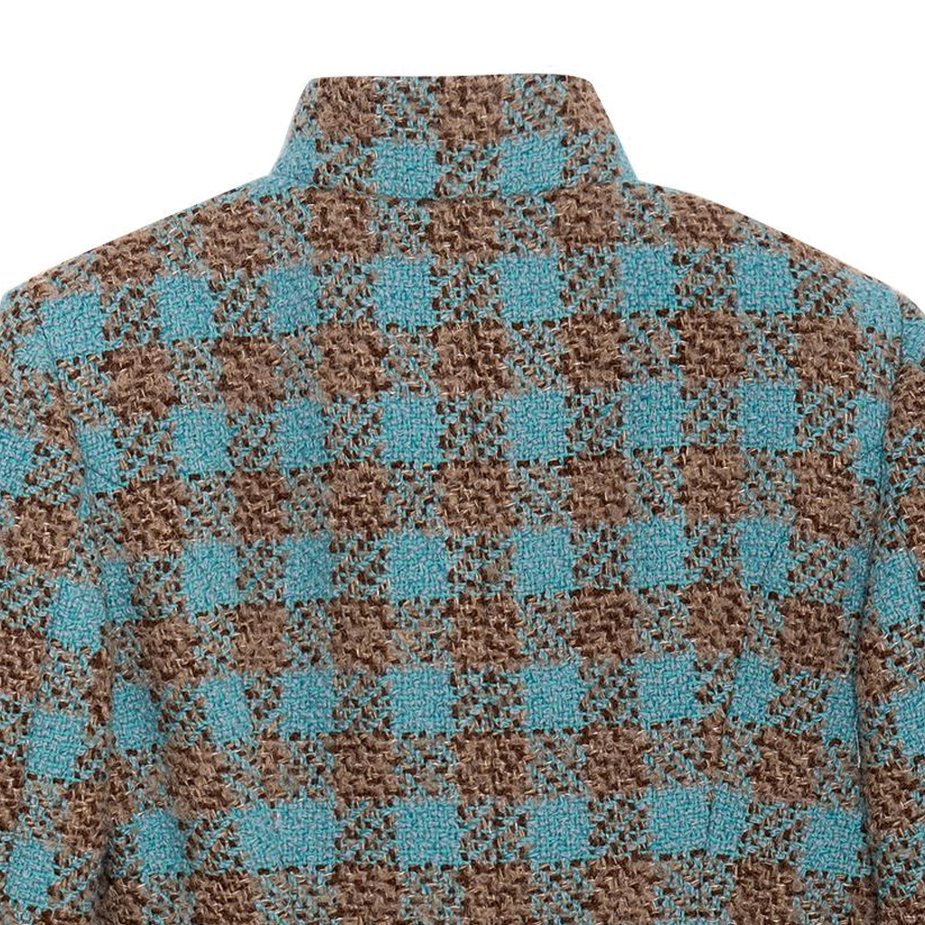 Cheap (W) CHANEL 22K Tweed Plaid Jaket Wanita Single-Breasted Mid-Length Multicolor P73646-V65263-NK487