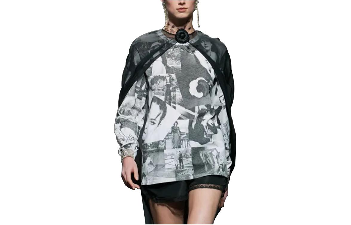 Order (W) シャネル 2023春夏 グラフィックプリント 長袖Tシャツ ブラック. P74802-K10742-NN550