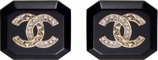 (Women) CHANEL 23A Black Rhinestone Double C Resin Earrings for Women. ABB356-B13567-NQ093 (Women) CHANEL 23A Black Rhinestone Double C Resin Earrings for Women. ABB356-B13567-NQ093