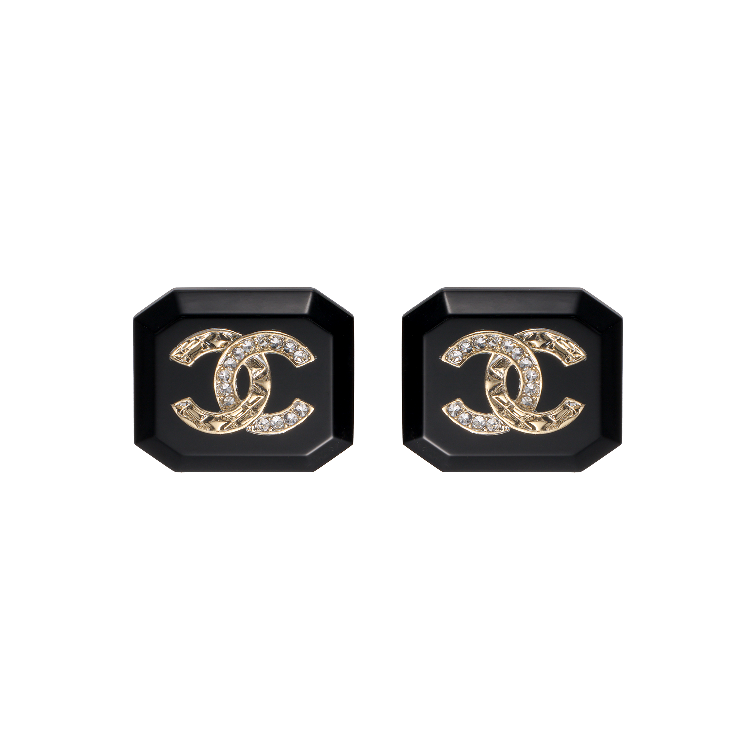 (Women) CHANEL 23A Black Rhinestone Double C Resin Earrings for Women. ABB356-B13567-NQ093 圖 2