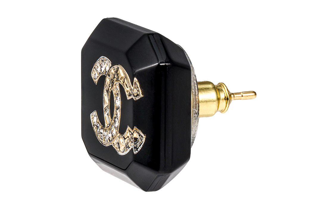 (Women) CHANEL 23A Black Rhinestone Double C Resin Earrings for Women. ABB356-B13567-NQ093 圖 3