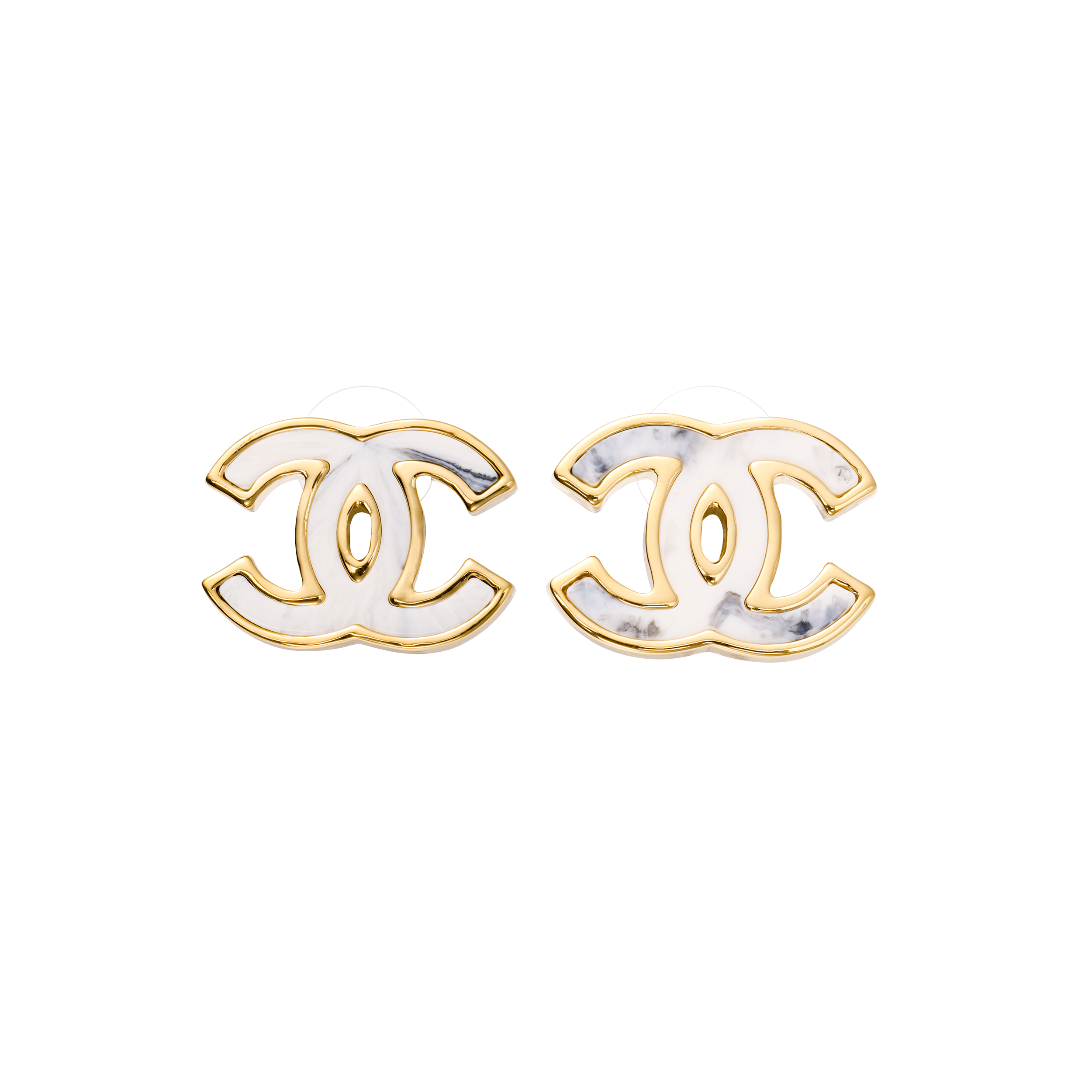 (Women) CHANEL 23A Blue White Gradient Classic Double C Metal Earrings for Women. ABB072-B13065-N0879