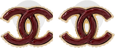 (Women) CHANEL 23A Red Resin Metal Double C Classic Earrings for Women. ABB004-B13471-NP303 (Women) CHANEL 23A Red Resin Metal Double C Classic Earrings for Women. ABB004-B13471-NP303