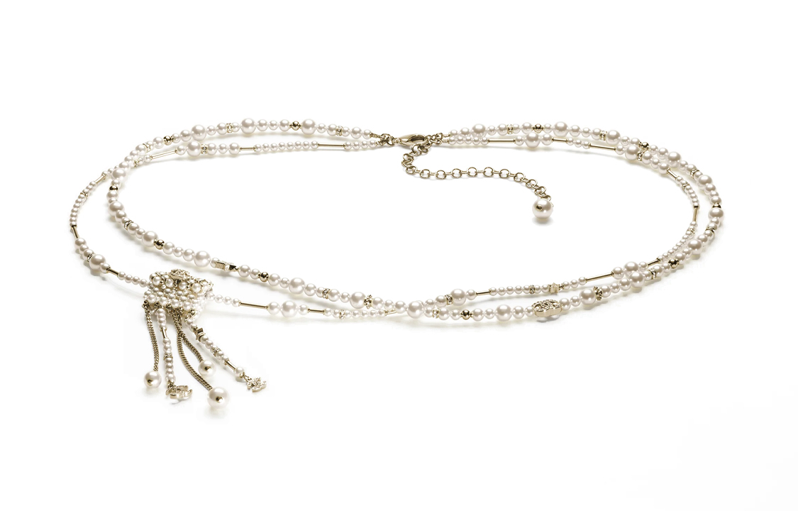 (Women) CHANEL 23B  White Pearl Embellished Waist Chain ABB281-B13560-NQ105
