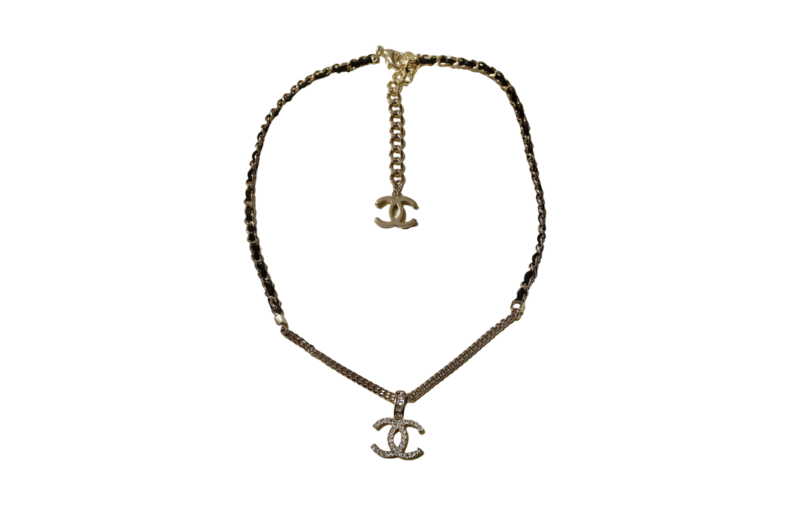 (Women) CHANEL 23B Double C Rhinestone Necklace Gold  Fashion Accessory ABD110-B16033-NW023
