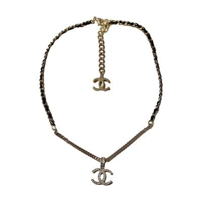 (Women) CHANEL 23B Double C Rhinestone Necklace Gold Fashion Accessory ABD110-B16033-NW023