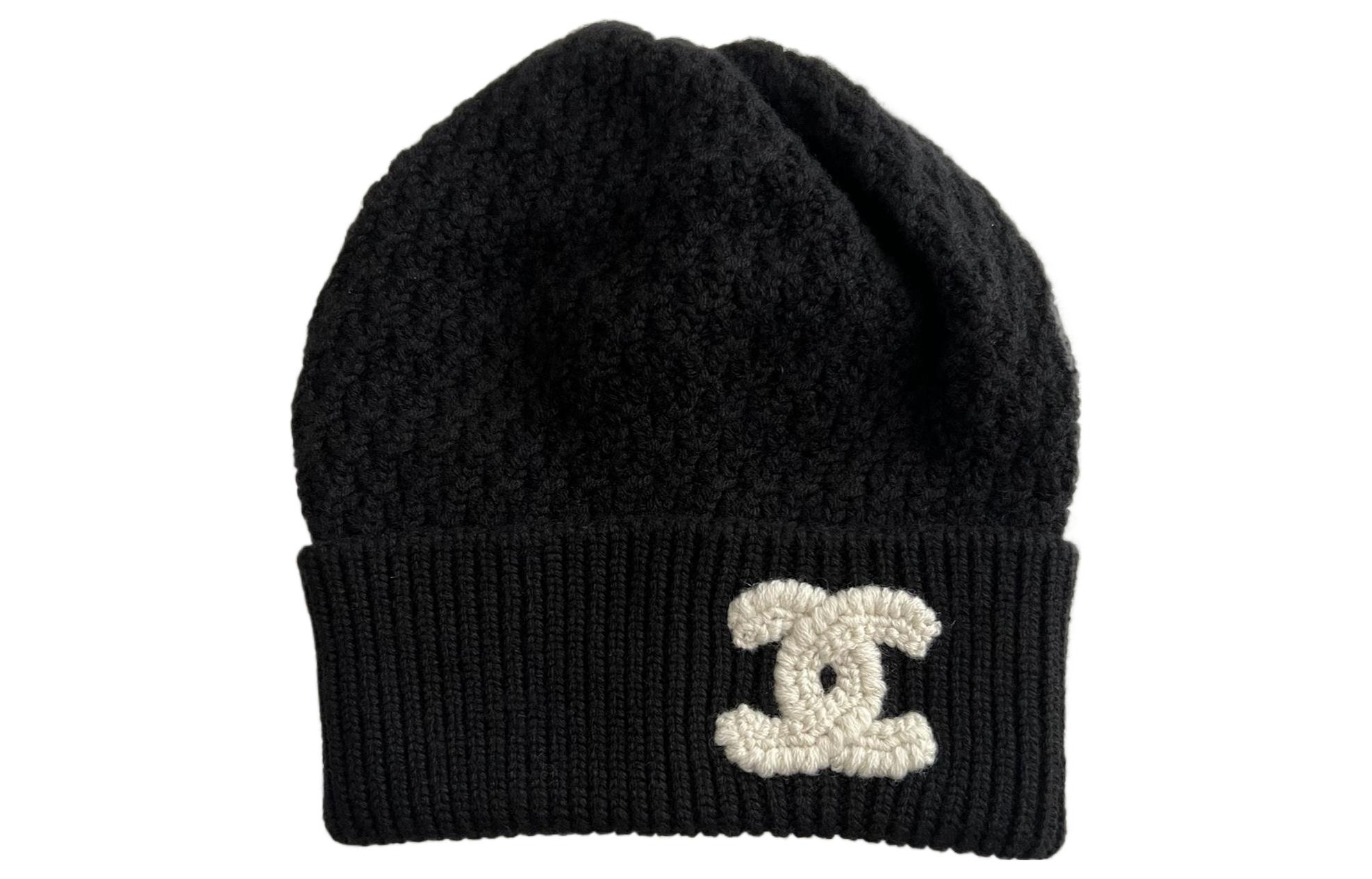 (Women) CHANEL 23B Logo Knit 100% Cashmere Beanie for Women - Black AA9338-B13721-94305