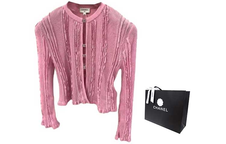 Lookbook (W) シャネル 23C 春夏 ピンク ニット 長袖 クルーネック トップス. P74585-K10737-NN084