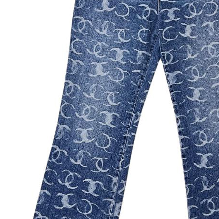 Details for (W) シャネル 23FW 23B ロゴプリント フレアデニム ジーンズ レディース ディープブルー P74545-V67154-NQ357