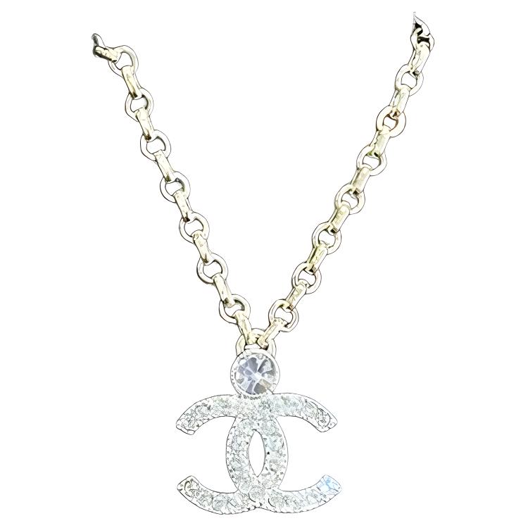 (Women) CHANEL 23K Gold-Tone Diamond CC Chain Necklace for Women - Silver ABC147 B14705 NS704